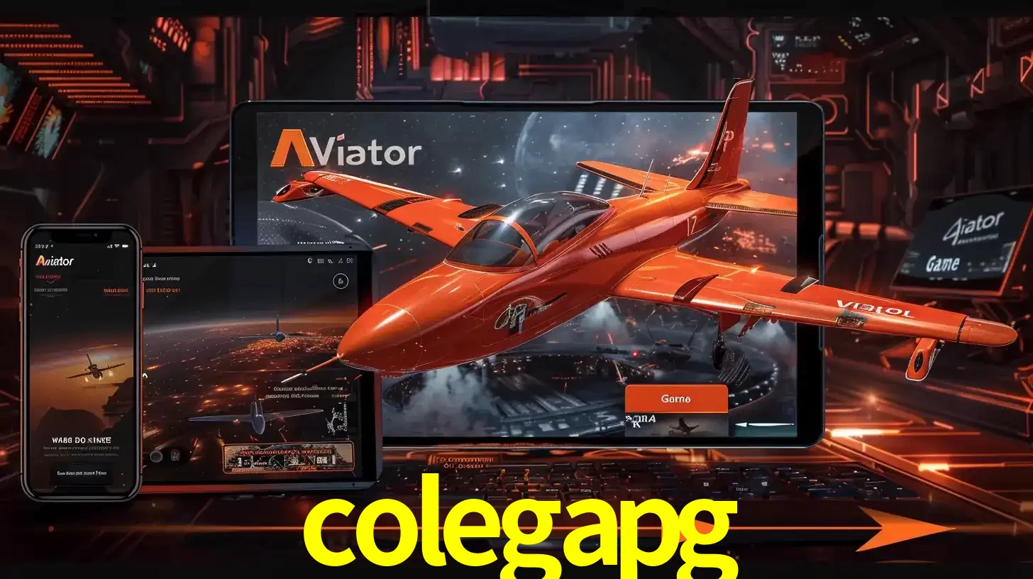 Apresentação tecnológica do jogo Aviator com um avião saindo da tela de um tablet, demonstrando a experiência imersiva em múltiplos dispositivos no colegapg.